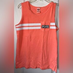 Victoria’s Secret pink EUC neon orange logo tank top